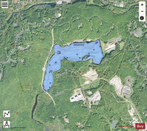 Hopkinton Reservoir depth contour Map - i-Boating App - Satellite