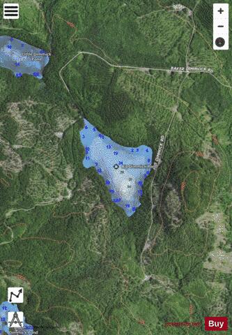 Big Dimmick Pond depth contour Map - i-Boating App - Satellite