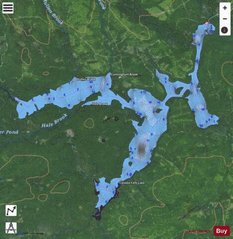 Canada Falls Lake depth contour Map - i-Boating App - Satellite