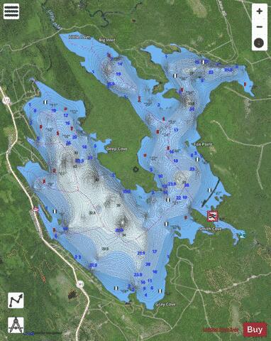 Lake Cathance depth contour Map - i-Boating App - Satellite