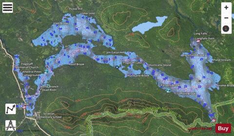 Flagstaff Lake depth contour Map - i-Boating App - Satellite