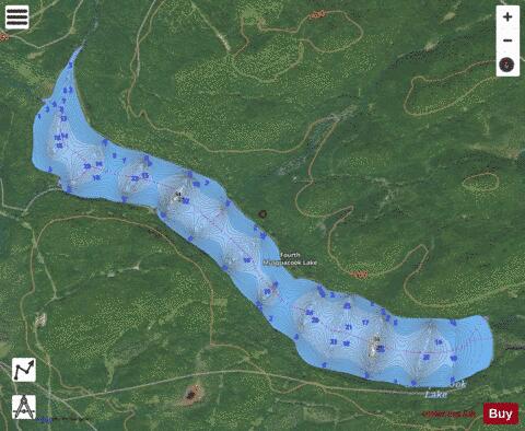 Fourth Musquacook Lake depth contour Map - i-Boating App - Satellite
