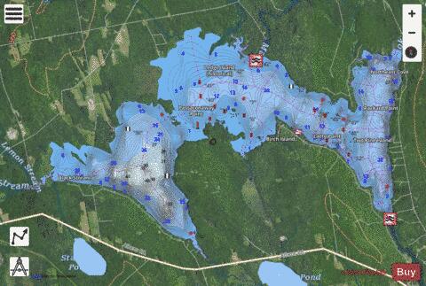 Great Moose Lake depth contour Map - i-Boating App - Satellite