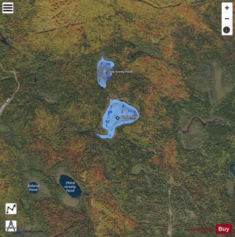 Greely Pond depth contour Map - i-Boating App - Satellite