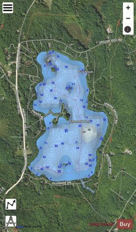 Raymond Pond depth contour Map - i-Boating App - Satellite