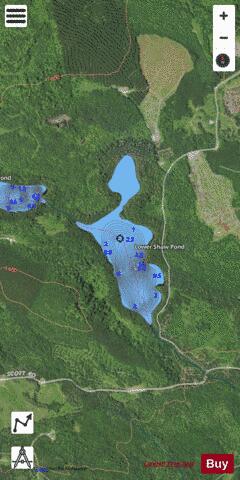 Lower Shaw Pond depth contour Map - i-Boating App - Satellite