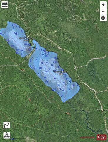 Lower Unknown Lake depth contour Map - i-Boating App - Satellite