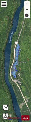Martin Pond depth contour Map - i-Boating App - Satellite