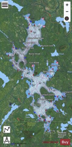 Moosehead Lake depth contour Map - i-Boating App - Satellite