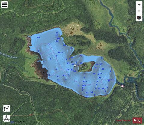 Mooseleuk Lake depth contour Map - i-Boating App - Satellite