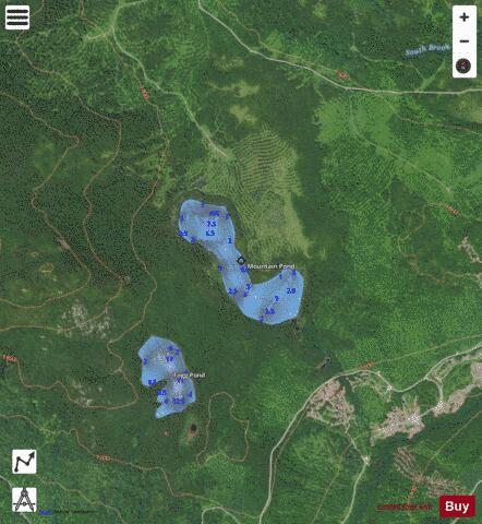 Mountain Pond depth contour Map - i-Boating App - Satellite