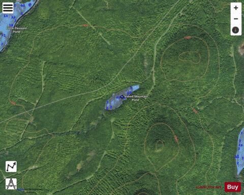Peaked Mountain Pond depth contour Map - i-Boating App - Satellite