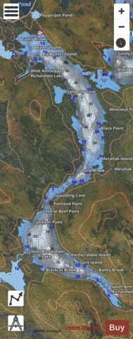 Upper Richardson Lake depth contour Map - i-Boating App - Satellite