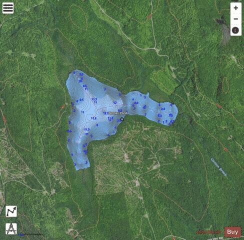 Wyman Pond depth contour Map - i-Boating App - Satellite