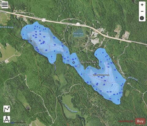 Upper Patten Pond depth contour Map - i-Boating App - Satellite