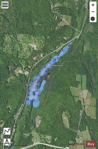 Mosher Pond depth contour Map - i-Boating App - Satellite