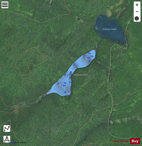 Desolation Pond depth contour Map - i-Boating App - Satellite