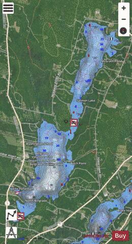 Ellis / Salmon / McGrath Pond depth contour Map - i-Boating App - Satellite