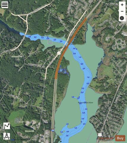 Falmouth Pond depth contour Map - i-Boating App - Satellite