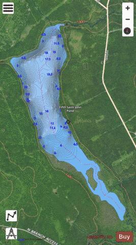 Fifth Saint John Pond depth contour Map - i-Boating App - Satellite