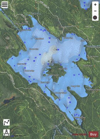 Mattawamkeag Lake depth contour Map - i-Boating App - Satellite