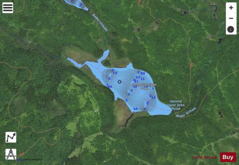 Second Saint John Pond depth contour Map - i-Boating App - Satellite