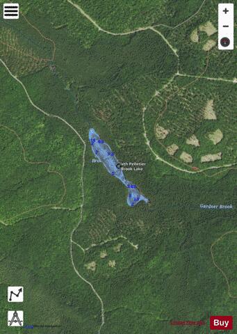 Sixth Pelletier Brook Lake depth contour Map - i-Boating App - Satellite