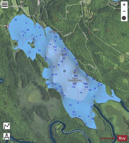 Upper Mattawamkeag Lake depth contour Map - i-Boating App - Satellite