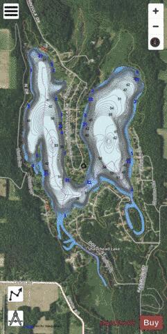 Shavehead Lake depth contour Map - i-Boating App - Satellite