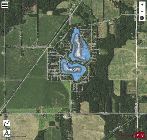 Twin Lake (south) depth contour Map - i-Boating App - Satellite