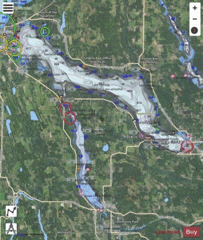 Charlevoix, Lake depth contour Map - i-Boating App - Satellite