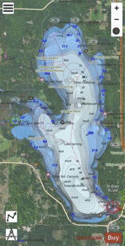 Burt Lake depth contour Map - i-Boating App - Satellite