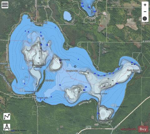 Douglas Lake depth contour Map - i-Boating App - Satellite