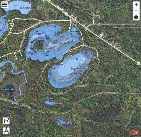 Wegwaas Lake depth contour Map - i-Boating App - Satellite