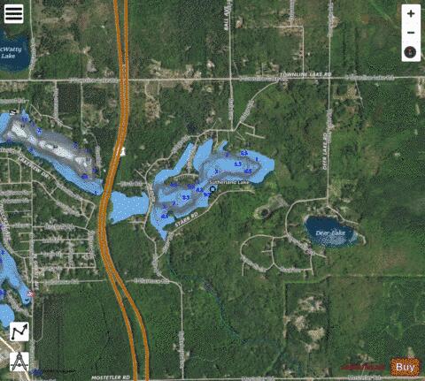 Sutherland Lake depth contour Map - i-Boating App - Satellite