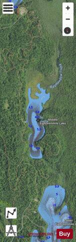 Middle Eighteenmile La depth contour Map - i-Boating App - Satellite