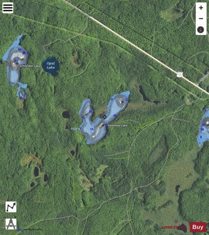 Powwow Lake depth contour Map - i-Boating App - Satellite