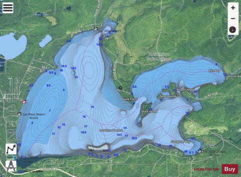 Lac Vieux Desert depth contour Map - i-Boating App - Satellite