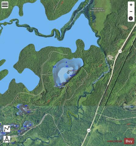 Hawk Lake depth contour Map - i-Boating App - Satellite