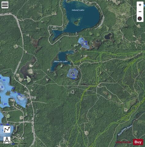 Muncie Lake #4 depth contour Map - i-Boating App - Satellite