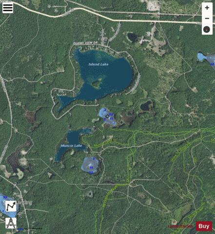 Muncie Lake #2 depth contour Map - i-Boating App - Satellite