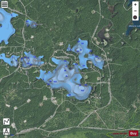 Rennie Lake depth contour Map - i-Boating App - Satellite