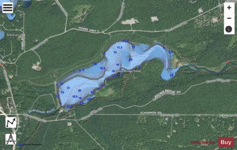 Brown Bridge Pond depth contour Map - i-Boating App - Satellite