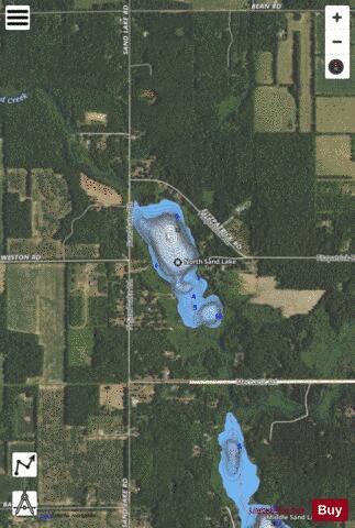 North Sand Lake depth contour Map - i-Boating App - Satellite