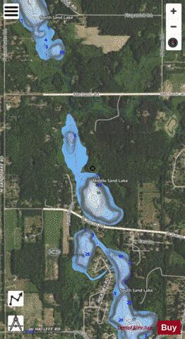 Middle Sand Lake depth contour Map - i-Boating App - Satellite
