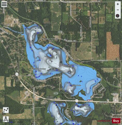Baw Beese Lake depth contour Map - i-Boating App - Satellite