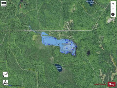 Thirteen, Lake depth contour Map - i-Boating App - Satellite