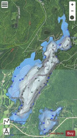 Chicagon Lake depth contour Map - i-Boating App - Satellite