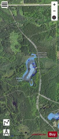 Glidden Lake depth contour Map - i-Boating App - Satellite