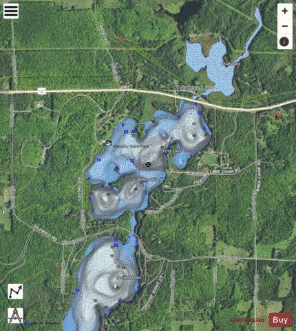 First Fortune Lake depth contour Map - i-Boating App - Satellite